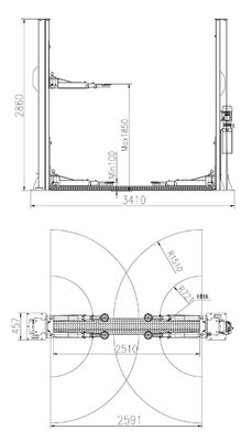 L'ascensore idraulico della posta di progettazione 4T 2 del cavalletto si collega sul soffitto basso dell'ascensore inferiore dell'automobile