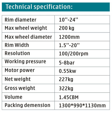 Compensatore d'equilibratura 100/200rpm della gomma del camion del CE della macchina della ruota del camion dell'esposizione di LED